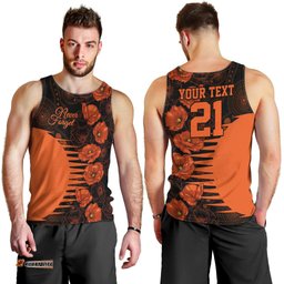 Scorchers Cricket Never Forget Custom Men Tank Top ANZAC Day with Poppy Aboriginal