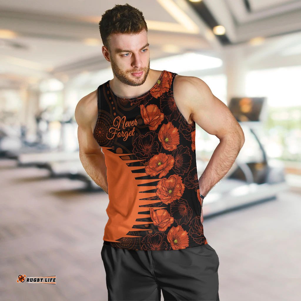 Scorchers Cricket Never Forget Custom Men Tank Top ANZAC Day with Poppy Aboriginal