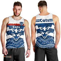 Cats Football ANZAC Men Tank Top Geelong Camouflage Poppy Mix Aboriginal