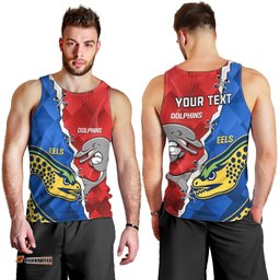 Dolphins Mix Eels Rugby Men Tank Top Sporty Style