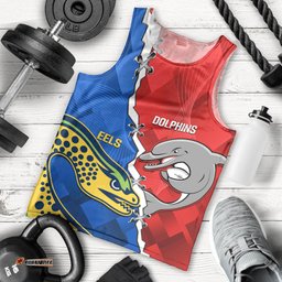 Dolphins Mix Eels Rugby Men Tank Top Sporty Style