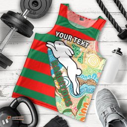 (Custom Personalised) Rabbitohs Men's Tank Top Aboriginal Sport Style