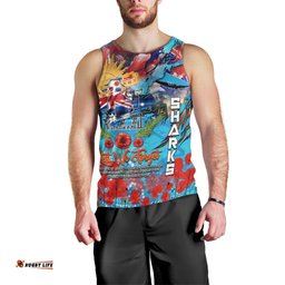 Personalised Australia Rugby Sharks ANZAC Men Tank Top Cronulla-Sutherland Scratch Style