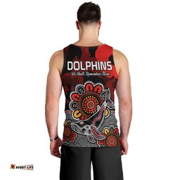 ANZAC Dolphins Rugby Men Tank Top Indigenous Circles and Waves