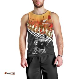 New Zealand ANZAC Rugby Men Tank Top Soldier Fern With Kiwi Bird