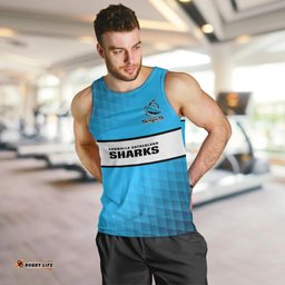Personalised Sharks Rugby Men Tank Top Go Sharkies Sporty Version