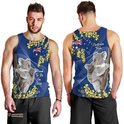 Australia Day Men Tank Top Proud To Be An Aussie Koala With Map Golden Wattle