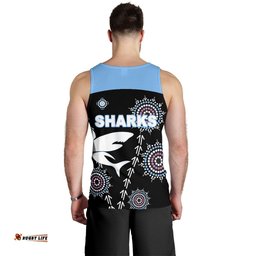 Cronulla Men's Tank Top Sharks Simple Indigenous - Black