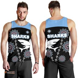 Cronulla Men's Tank Top Sharks Simple Indigenous - Black