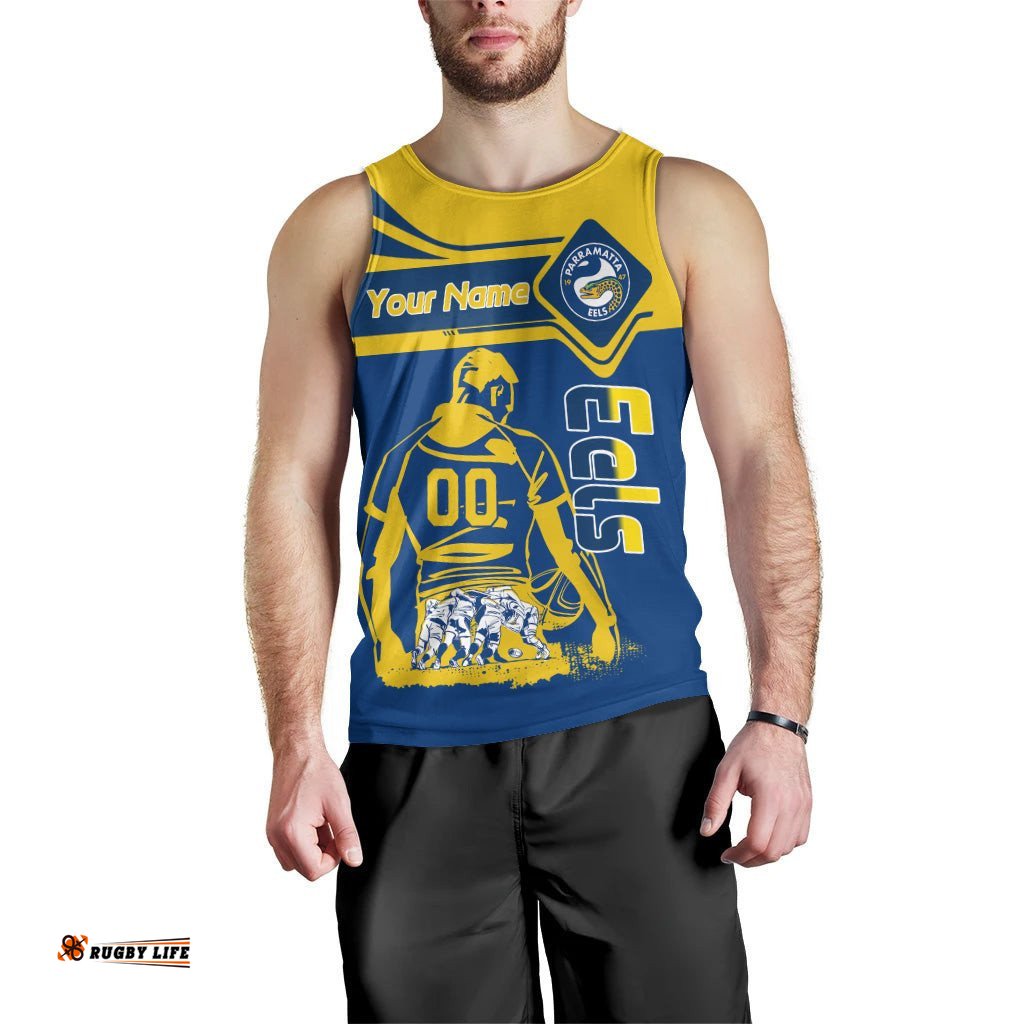 Parramatta Eels Tank Top Personalized Pentagon Style- NRL