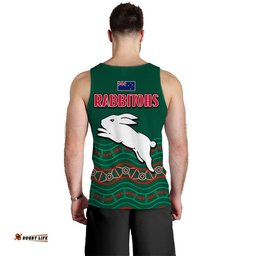 Rabbitohs Australia Day Men Tank Top Flag Map and Aboriginal Wave