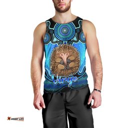 Personalised Australia Virgo Echidna Zodiac Men Tank Top Auz Astrology Aboriginal - Aqua