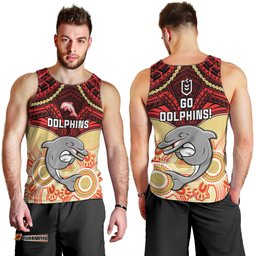 Dolphins Rugby Men Tank Top Aboriginal Mix Polynesian Pattern