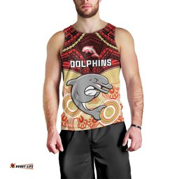 Dolphins Rugby Men Tank Top Aboriginal Mix Polynesian Pattern
