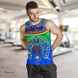 Personalised Men's Tank Top - Torres Strait Symbol With Aboriginal Patterns