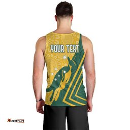 Personalised Australia Socceroos Indigenous Men Tank Top Green & Gold