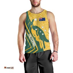 Personalised Australia Socceroos Indigenous Men Tank Top Green & Gold