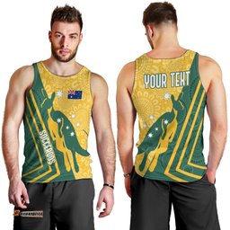 Personalised Australia Socceroos Indigenous Men Tank Top Green & Gold