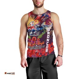 Personalised Australia Rugby Broncos ANZAC Men Tank Top Brisbane Scratch Style