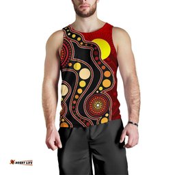 Aboriginal Men's Tank Top, Australia Aboriginal Lives Matter Flag Circle Dot Painting Art Mens Tank
