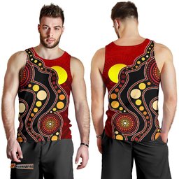 Aboriginal Men's Tank Top, Australia Aboriginal Lives Matter Flag Circle Dot Painting Art Mens Tank