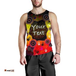 Custom Aboriginal Men's Tank Top, Indigenous Circle Dot Painting Hand Art