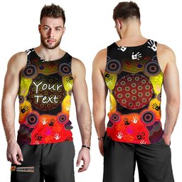 Custom Aboriginal Men's Tank Top, Indigenous Circle Dot Painting Hand Art