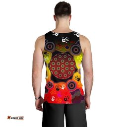 Custom Aboriginal Men's Tank Top, Indigenous Circle Dot Painting Hand Art
