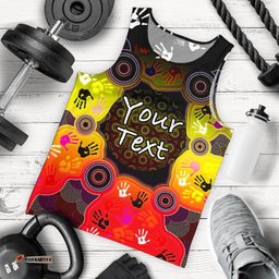 Custom Aboriginal Men's Tank Top, Indigenous Circle Dot Painting Hand Art