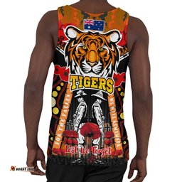Tigers Rugby Anzac Day Watercolour Men Tank Top - Custom Remembrance West Tigers With Poppy Flower RLT13