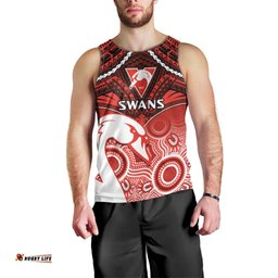 Sydney Swans Football Men Tank Top Go Swannies Aboriginal Mix Polynesian Pattern