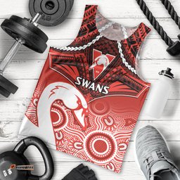 Sydney Swans Football Men Tank Top Go Swannies Aboriginal Mix Polynesian Pattern