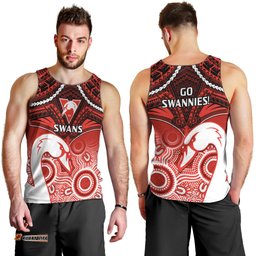 Sydney Swans Football Men Tank Top Go Swannies Aboriginal Mix Polynesian Pattern