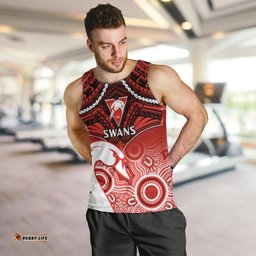 Sydney Swans Football Men Tank Top Go Swannies Aboriginal Mix Polynesian Pattern