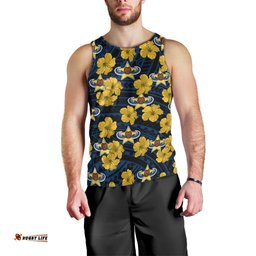 (Custom Text And Number) Cowboys Rugby Men Tank Top Polynesian Style With Hibiscus