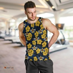 (Custom Text And Number) Cowboys Rugby Men Tank Top Polynesian Style With Hibiscus