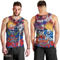Personalised Australia Rugby Bulldogs ANZAC Men Tank Top Canterbury-Bankstown Scratch Style
