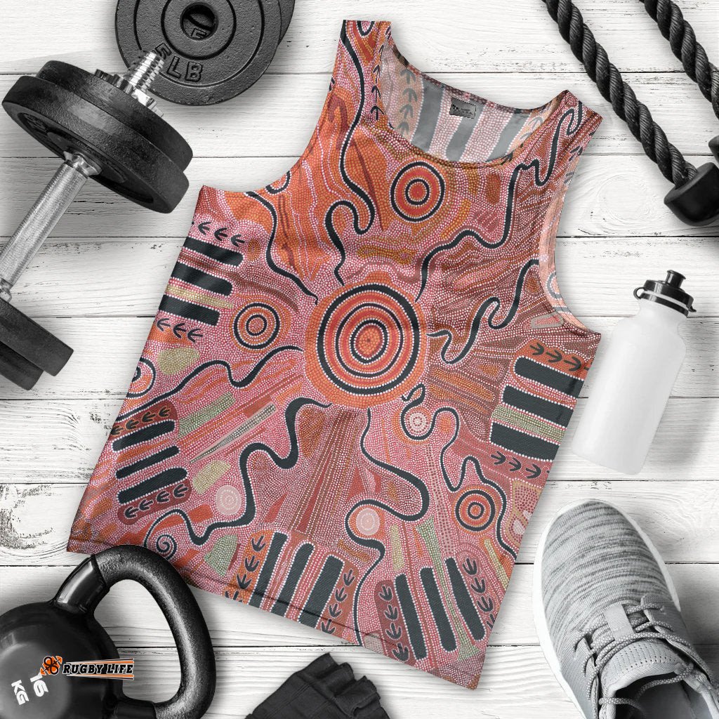 Aboriginal Men's Tank Top - Indigenous Footprint Landscape