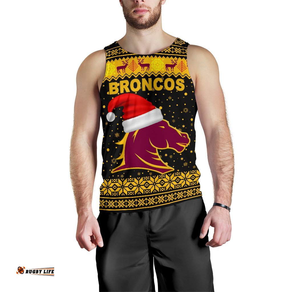 Brisbane Men Tank Top Broncos Christmas Unique Vibes - Black