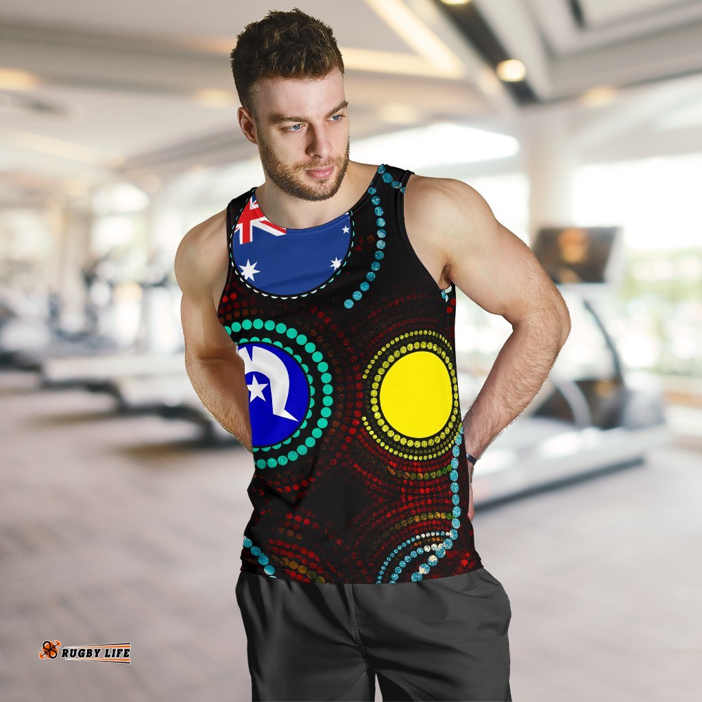 Men's Tank Top - Aboriginal Dot Painting & Flag