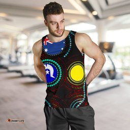 Men's Tank Top - Aboriginal Dot Painting & Flag