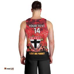 Custom St Kilda Football ANZAC Men Tank Top Gallipoli Camouflage With Poppies