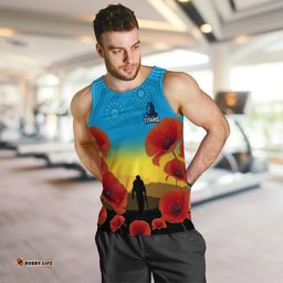 Gold Coast Titans Rugby Men Tank Top Anzac Day For The Fallen