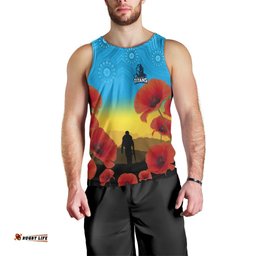 Gold Coast Titans Rugby Men Tank Top Anzac Day For The Fallen