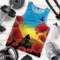 Gold Coast Titans Rugby Men Tank Top Anzac Day For The Fallen