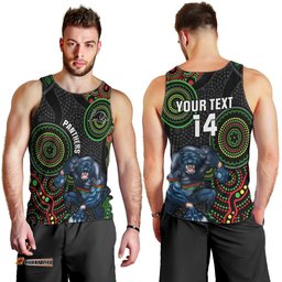 Custom NRL Panthers Men Tank Top Indigenous Penrith Dynamic Black Version