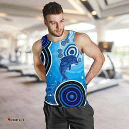 Aboriginal Men's Tank Top - Dolphin And Aboriginal Dot Patterns