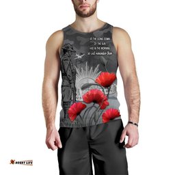 Remembrance Day Men Tank Top Soldier Australian Army Rising Sun With Red Poppy
