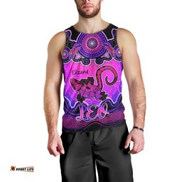 Personalised Australia Leo Lizard Zodiac Men Tank Top Auz Astrology Aboriginal - Magenta