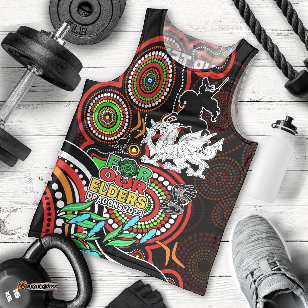Custom Dragons Rugby Aboriginal Art Men Tank Top NAIDOC Indigenous Tribal